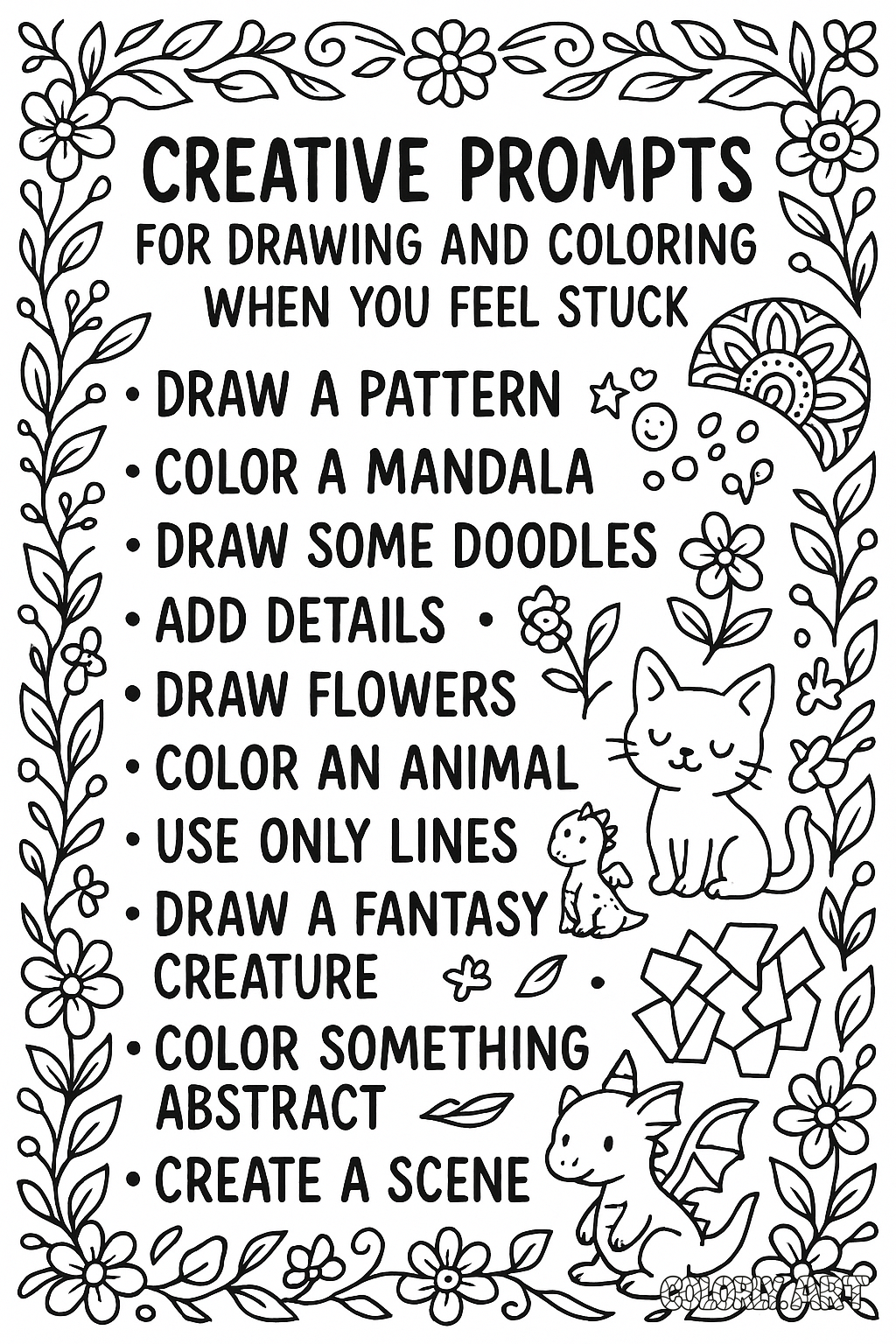 Image for Creative Prompts for Drawing and Coloring When You Feel Stuck